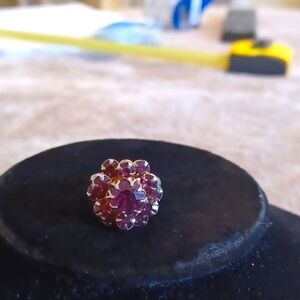 Cocktail ring, amber glass, adjustable,  goldtone.